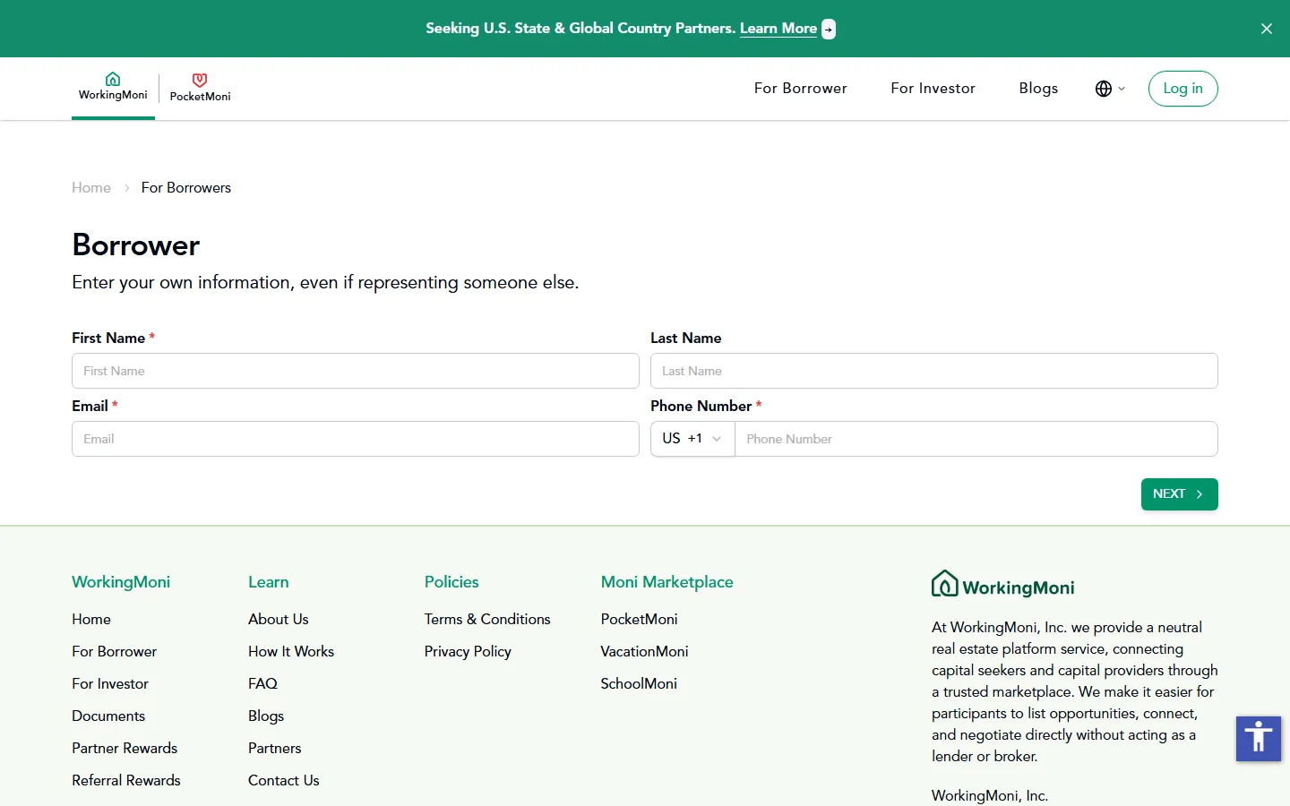 Borrower onboarding flow